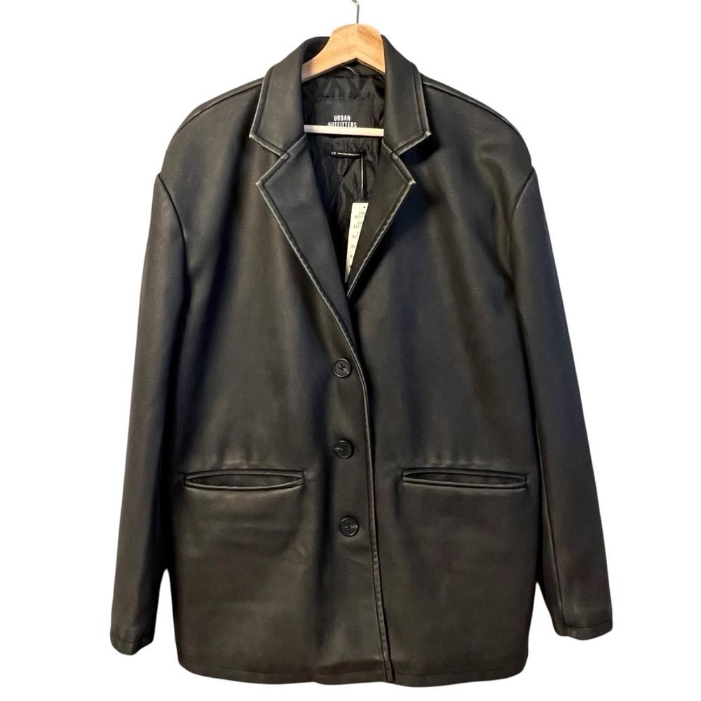 Urban Outfitters Oversized Faux Leather Blazer Jacket Size L Dad Grunge Punk